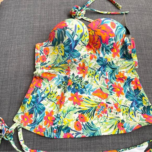 Gossard Floral 2 Piece Bikini Set Halter Neck Swimsuit Woman size XS - Picture 3 of 13